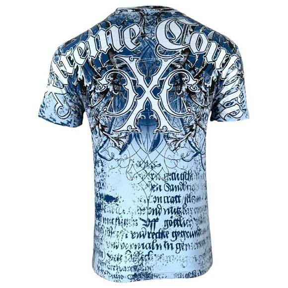 Xtreme Couture by Affliction Men's T-Shirt Crusaders Blue Biker S-2XL - Picture 3 of 10